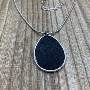 Napier Black Tear Drop Pendant on Silver Tone Chain Necklace